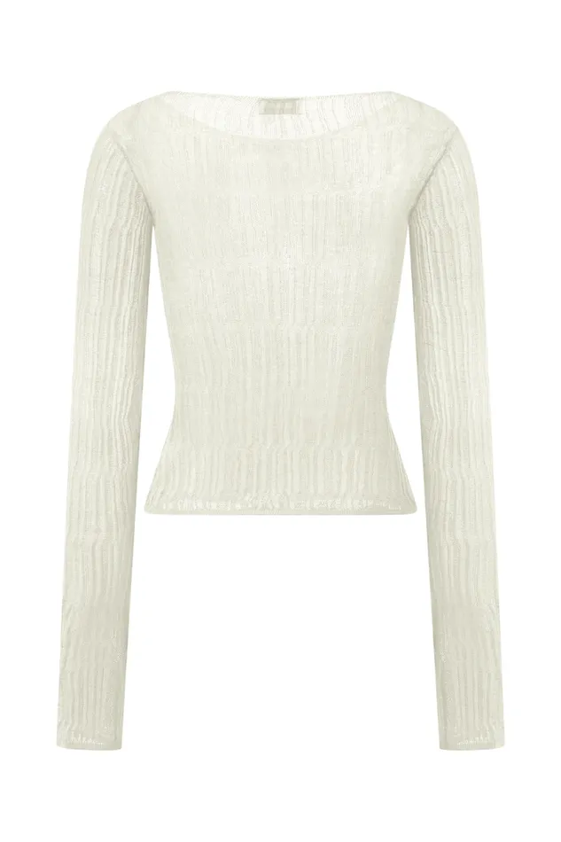 Women Meshki Dresses Orianna Orchid Long Sleeve Knit Top 8211 Ivory