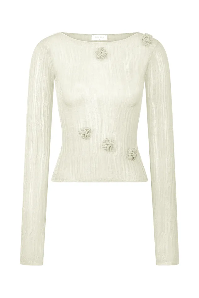 Women Meshki Dresses Orianna Orchid Long Sleeve Knit Top 8211 Ivory