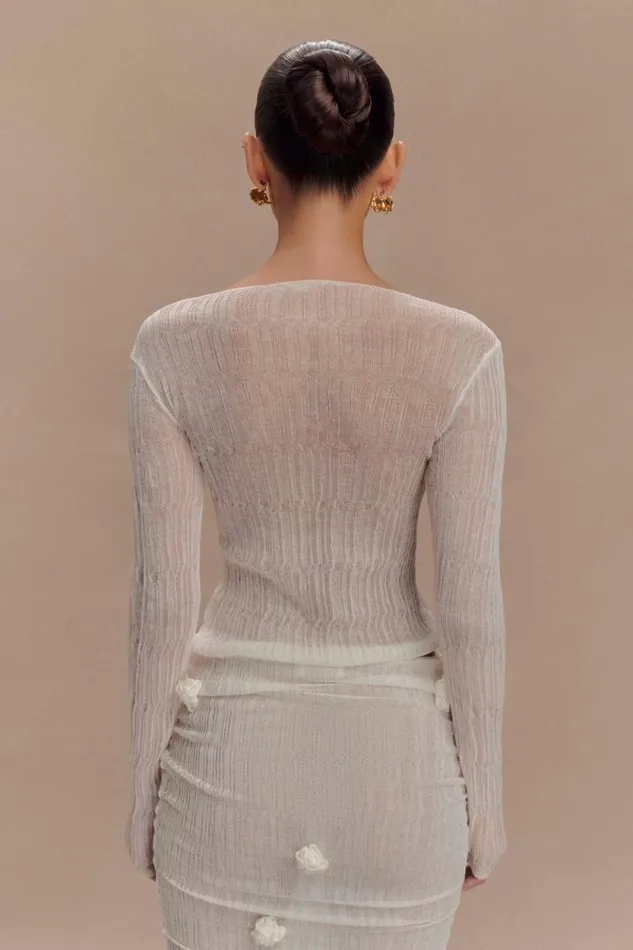 Women Meshki Dresses Orianna Orchid Long Sleeve Knit Top 8211 Ivory