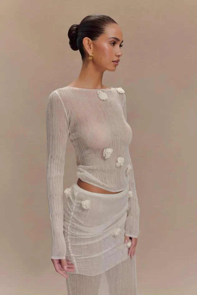 Women Meshki Dresses Orianna Orchid Long Sleeve Knit Top 8211 Ivory