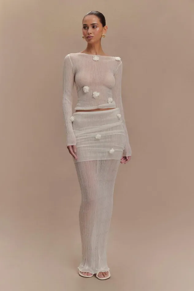 Women Meshki Dresses Orianna Orchid Long Sleeve Knit Top 8211 Ivory