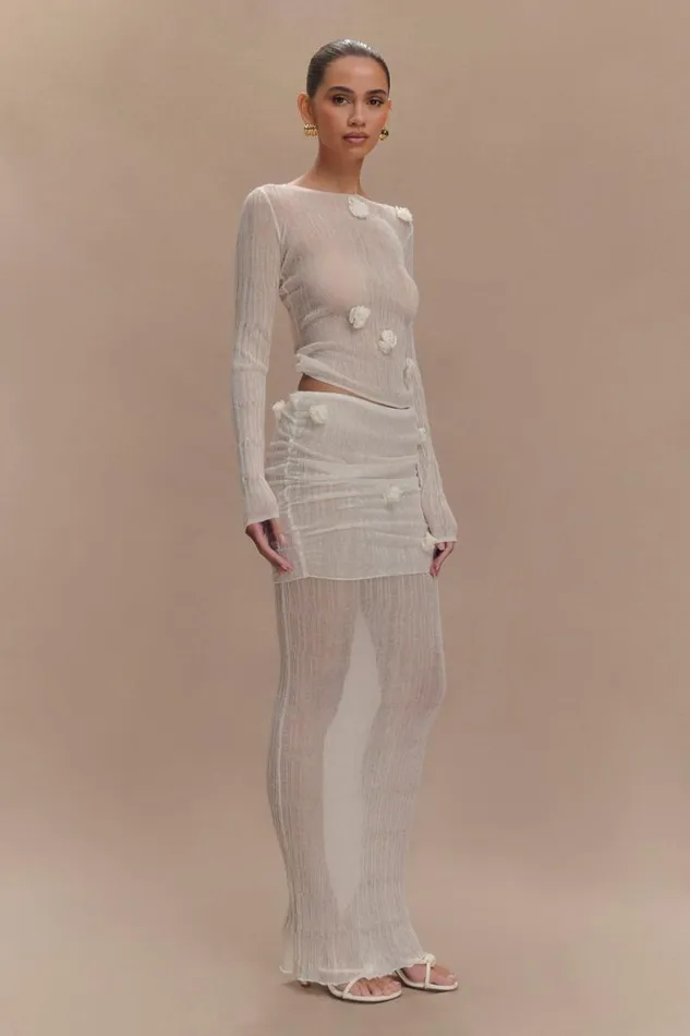Women Meshki Dresses Orianna Orchid Long Sleeve Knit Top 8211 Ivory