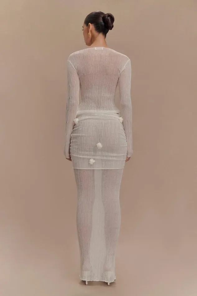 Women Meshki Dresses Orianna Orchid Long Sleeve Knit Top 8211 Ivory