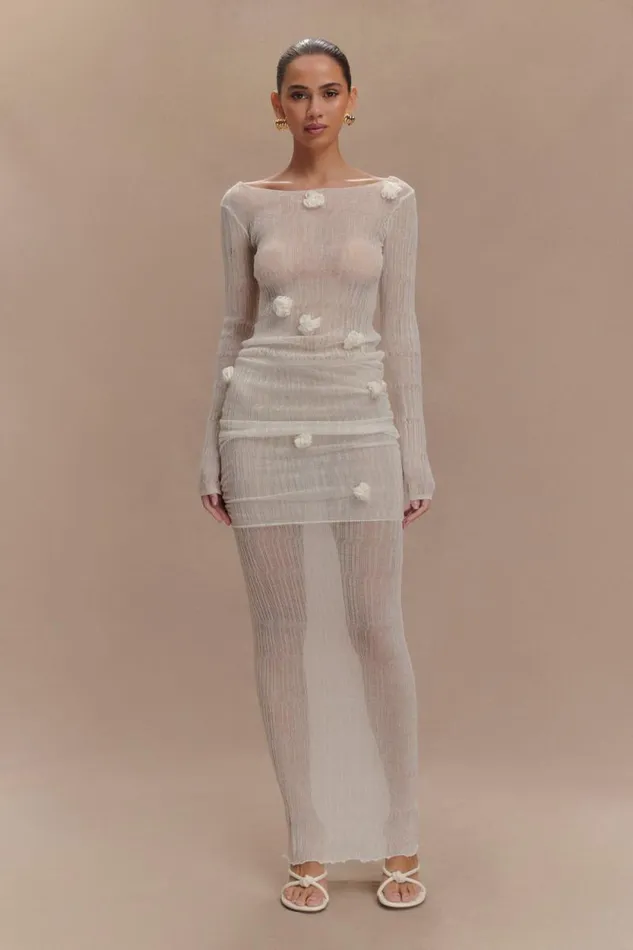 Women Meshki Dresses Orianna Orchid Long Sleeve Knit Top 8211 Ivory