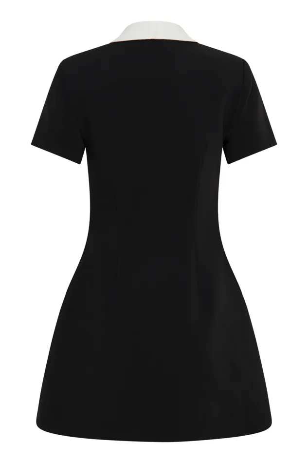 Women Meshki Dresses Paolina Collared Contrast Suiting Mini Dress 8211 BlackWhite