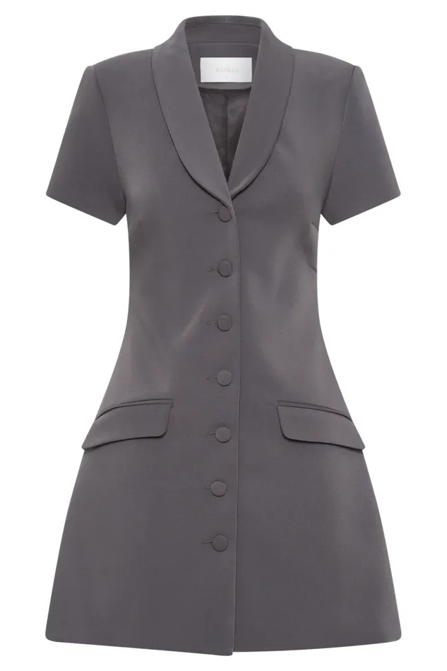 Women Meshki Dresses Paolina Collared Suiting Mini Dress 8211 Charcoal