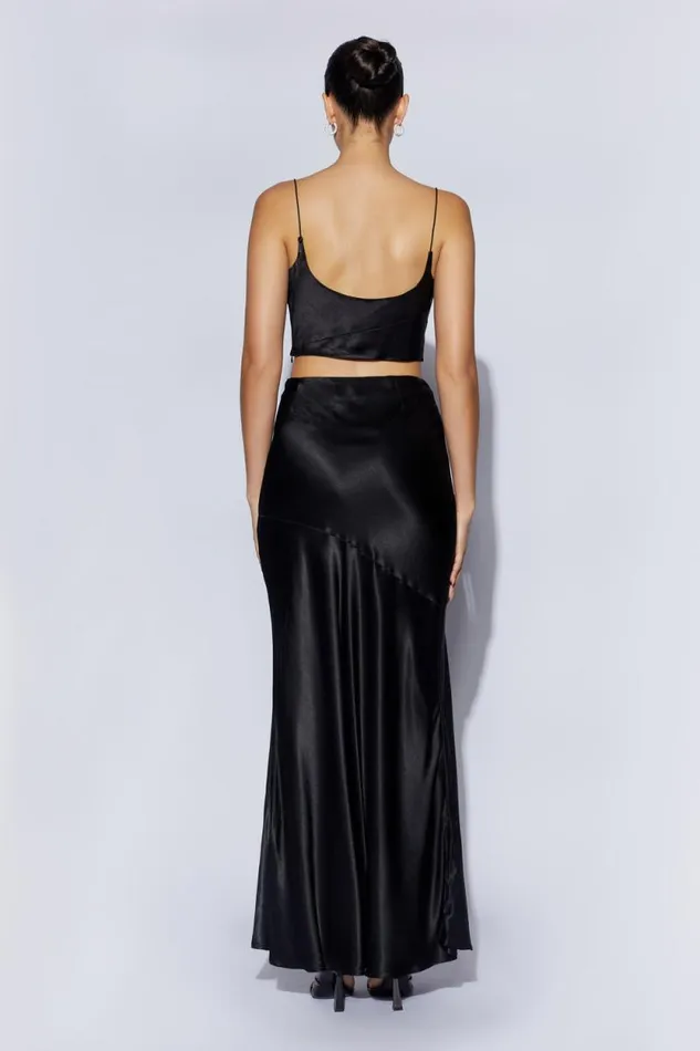 Women Meshki Dresses Poppy Satin Cowl Neck Top 8211 Black