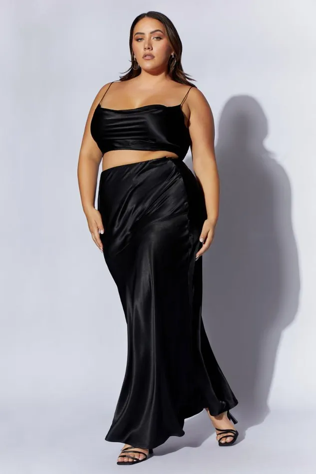 Women Meshki Dresses Poppy Satin Cowl Neck Top 8211 Black