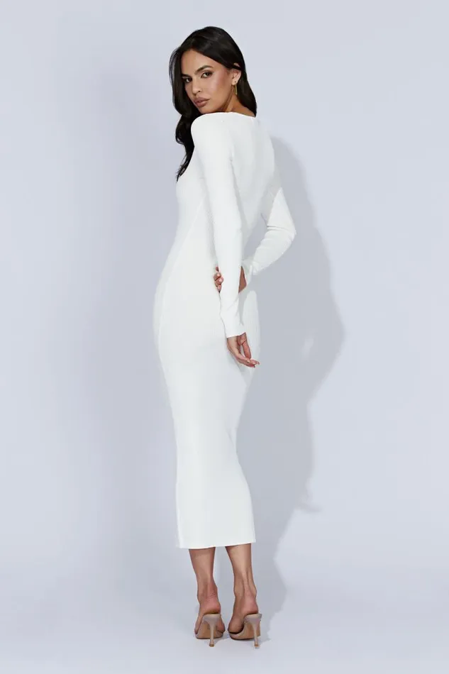 Women Meshki Dresses Rowen Long Sleeve Midi Dress 8211 White