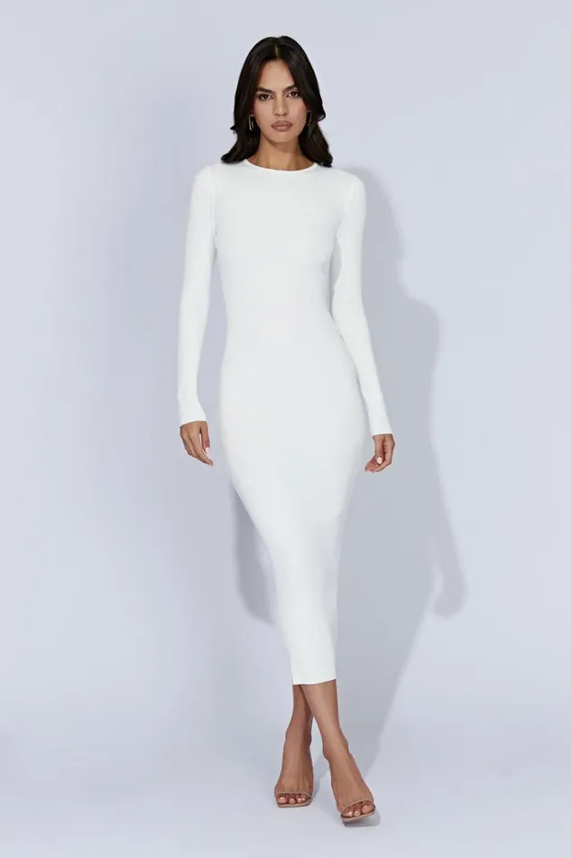 Women Meshki Dresses Rowen Long Sleeve Midi Dress 8211 White