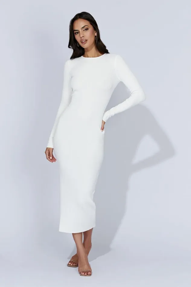 Women Meshki Dresses Rowen Long Sleeve Midi Dress 8211 White