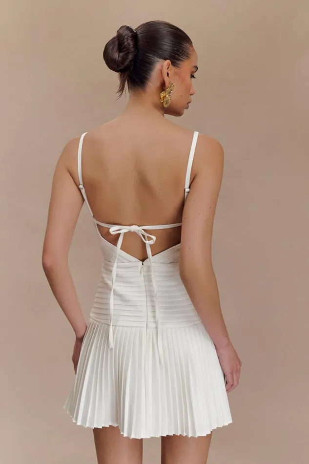 Women Meshki Dresses Rylee Multi Pleat Mini Dress 8211 White