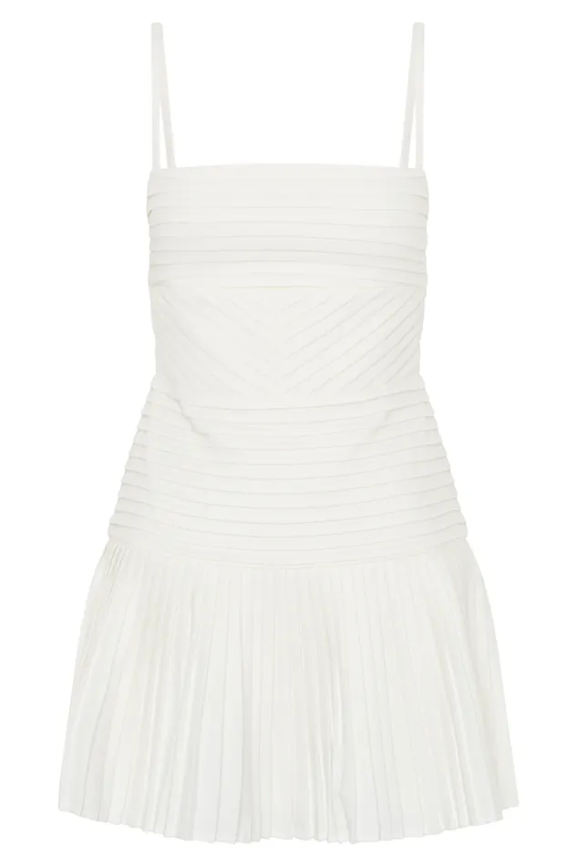 Women Meshki Dresses Rylee Multi Pleat Mini Dress 8211 White