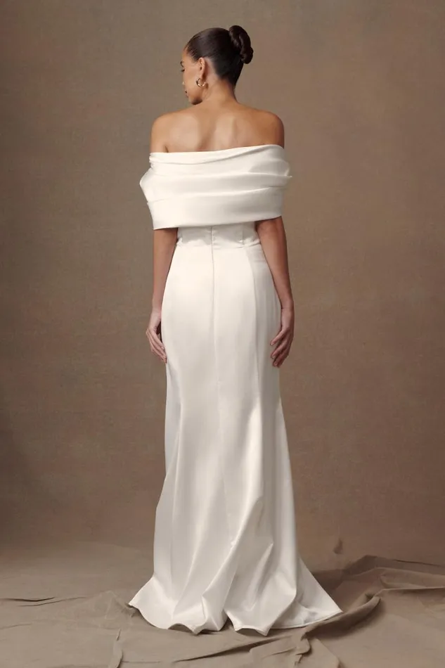 Women Meshki Dresses Saosire Satin Wedding Gown 8211 White