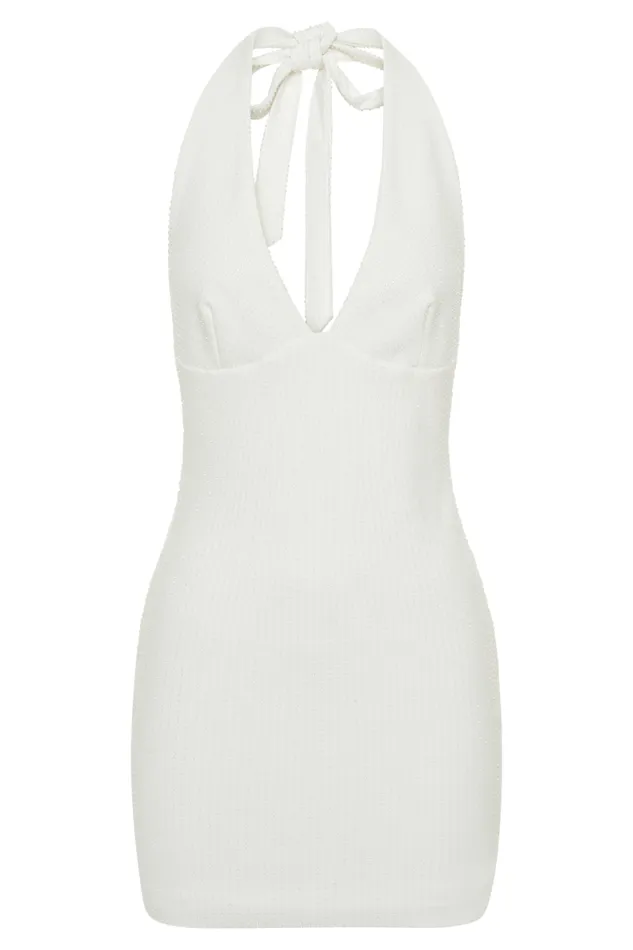 Women Meshki Dresses Seina Diamante Halter Mini Dress 8211 White