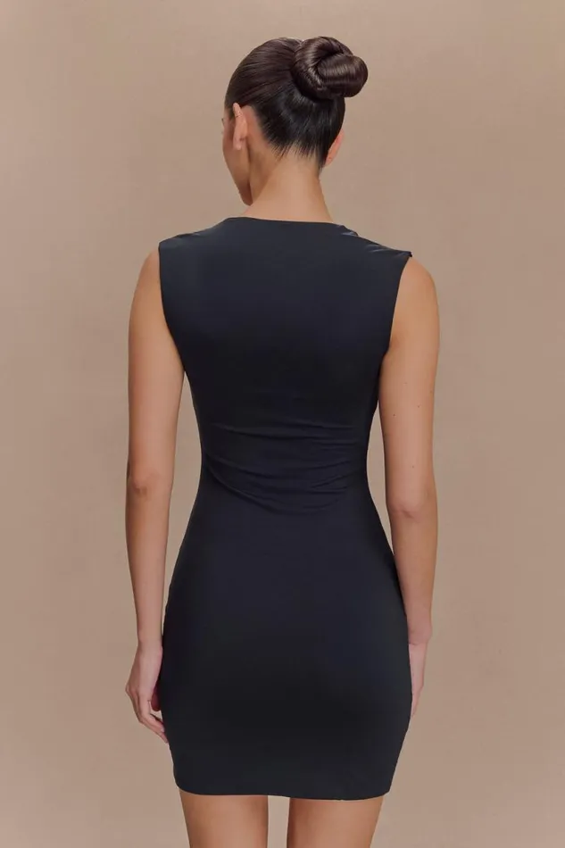 Women Meshki Dresses Tatianna Lace Trim Modal Mini Dress 8211 Black