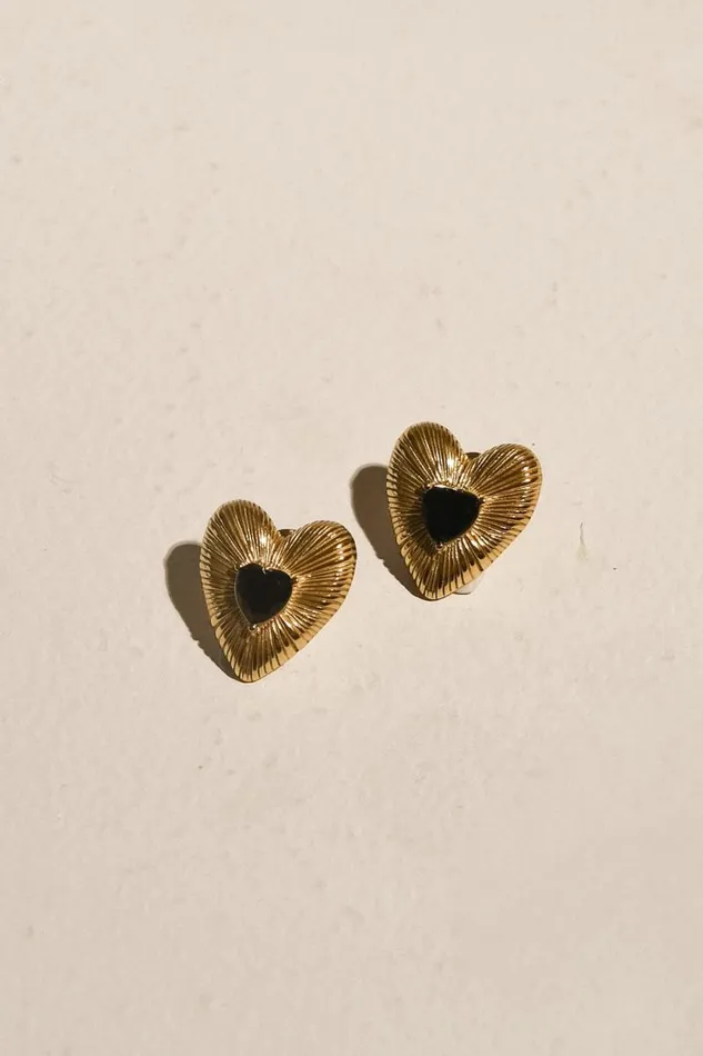 Women Meshki Jewellery Amore Heart Earrings 8211 Gold