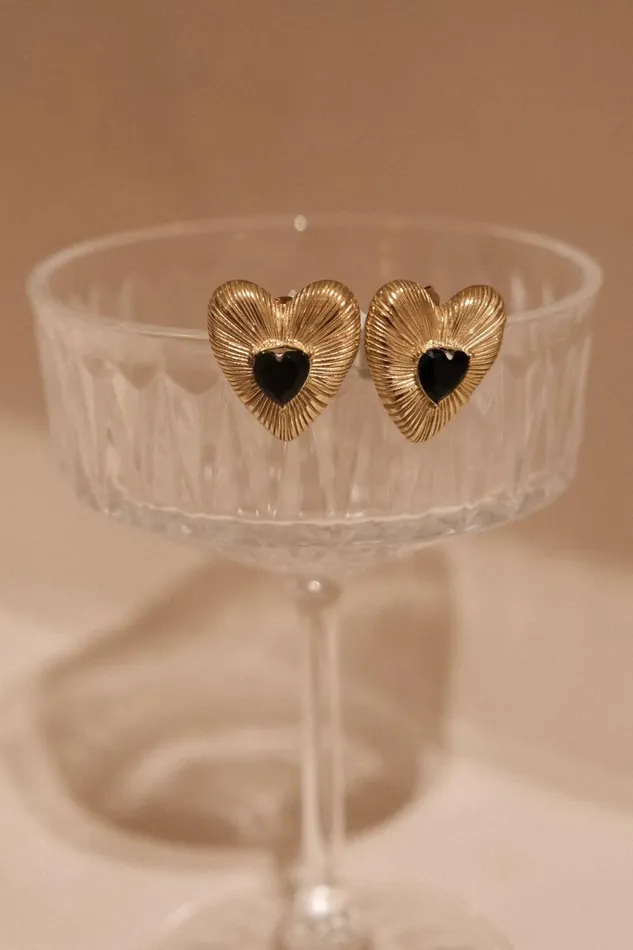 Women Meshki Jewellery Amore Heart Earrings 8211 Gold