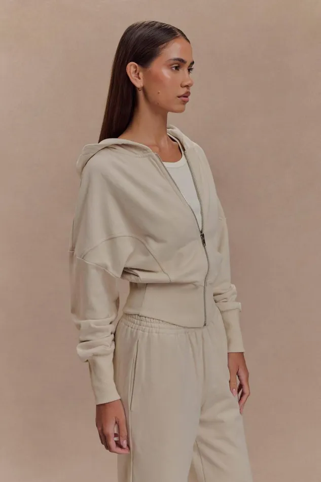 Women Meshki Jewellery Blake Zip Front Hoodie 8211 Stone