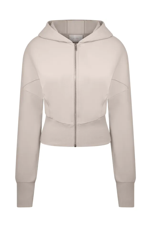 Women Meshki Jewellery Blake Zip Front Hoodie 8211 Stone