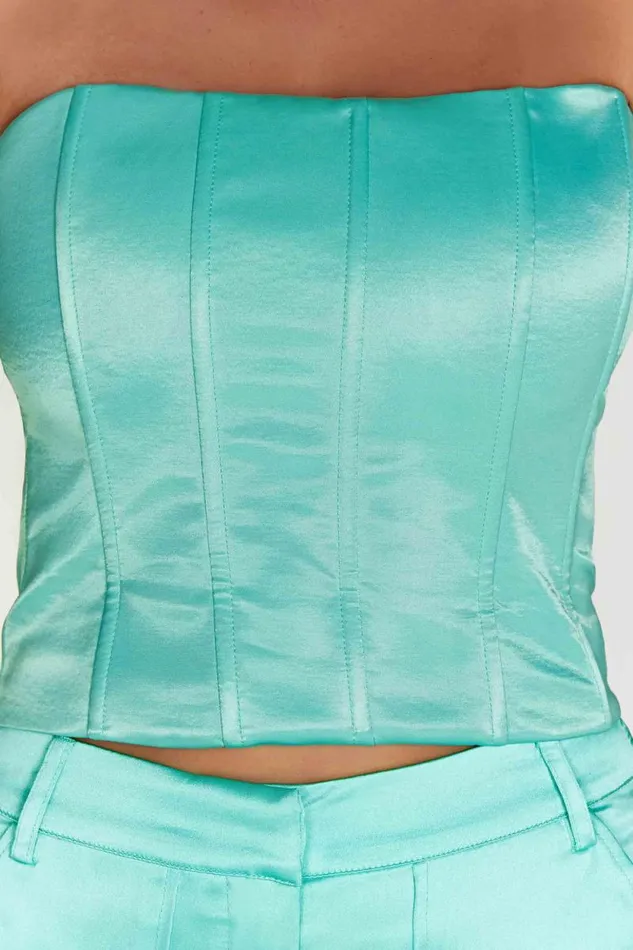 Women Meshki Tops Amaya Lace Up Corset Top 8211 Mint