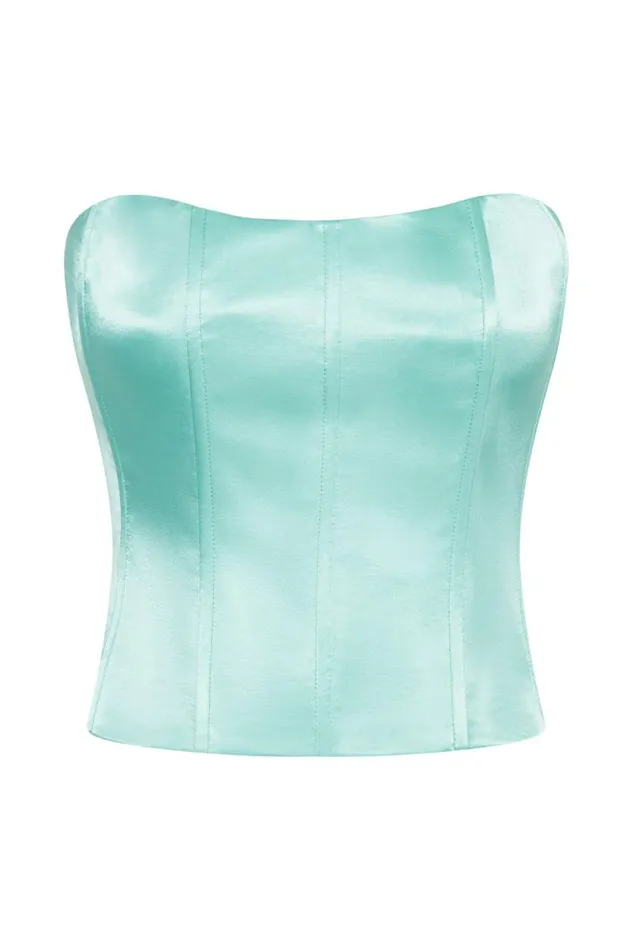 Women Meshki Tops Amaya Lace Up Corset Top 8211 Mint