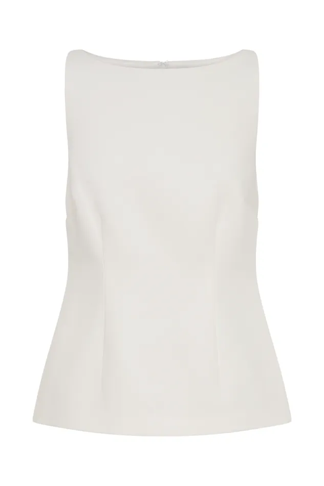 Women Meshki Tops Angela Sleeveless Suiting Top 8211 Ivory