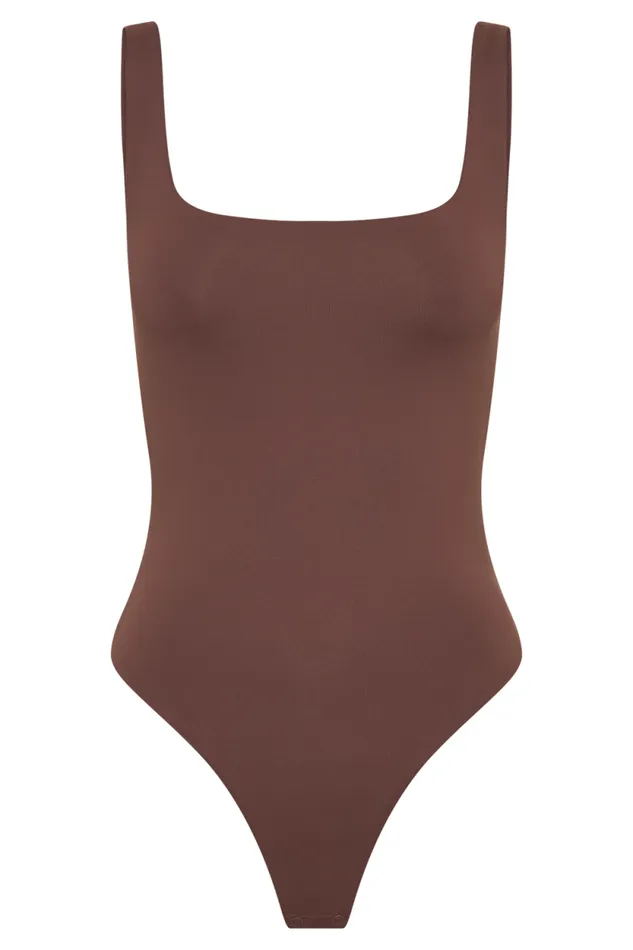 Women Meshki Tops Charlie Recycled Nylon Scoop Neck Bodysuit 8211 Mocha