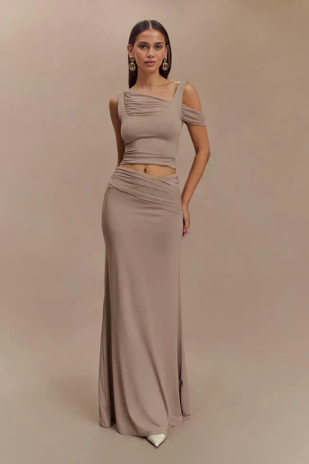 Women Meshki Tops Jules Recycled Nylon And Mesh Sleeveless Top 8211 Taupe