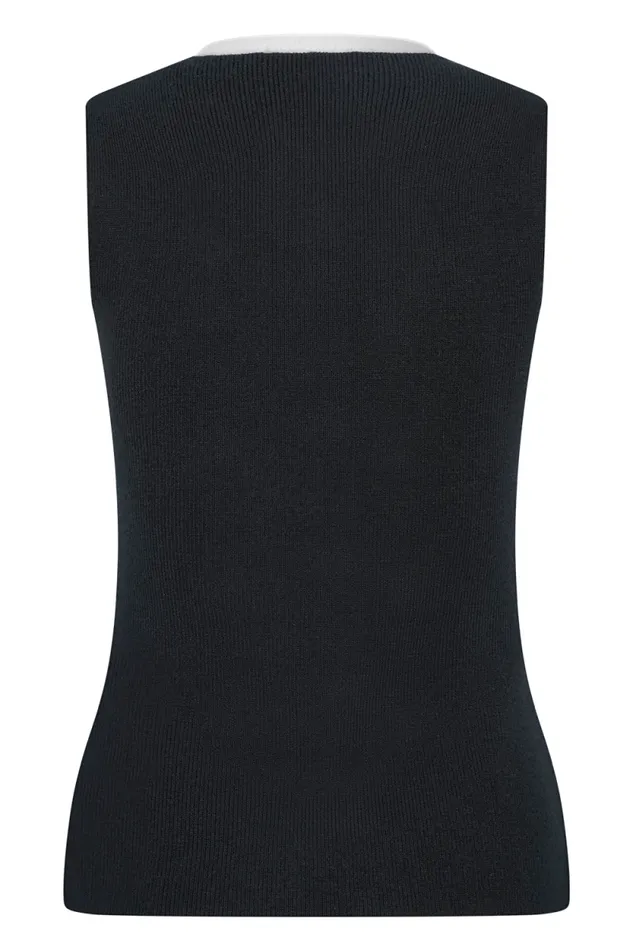 Women Meshki Tops Julianne Contrast Knit Top 8211 BlackWhite