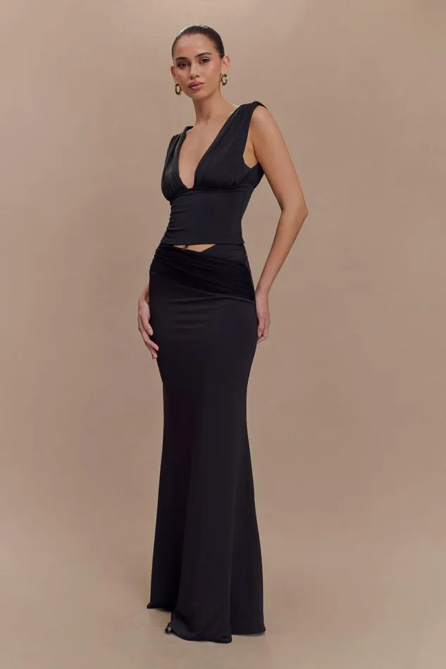 Women Meshki Tops Kerrigan Slinky Ruched Sleeveless Top 8211 Black