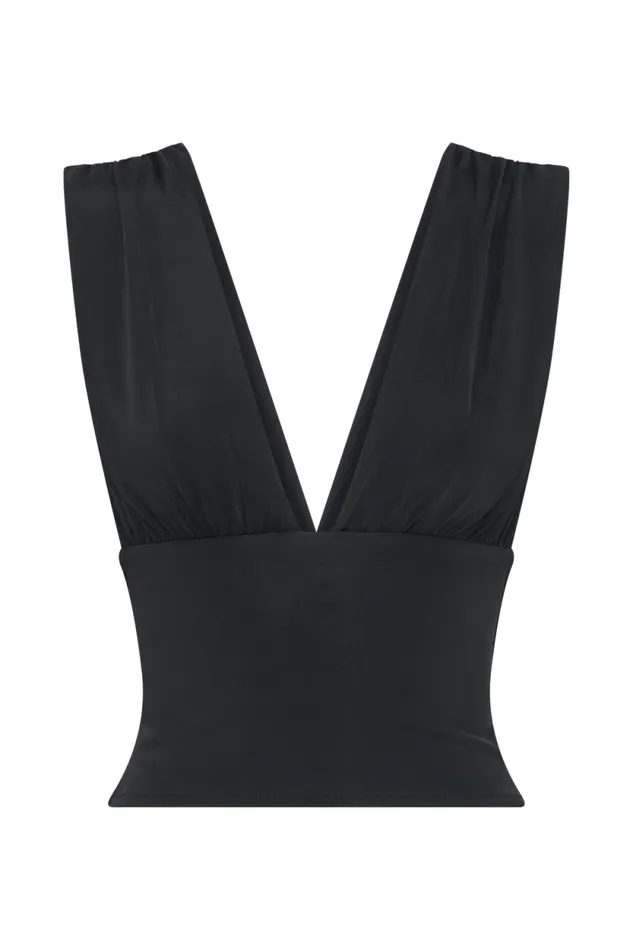 Women Meshki Tops Kerrigan Slinky Ruched Sleeveless Top 8211 Black