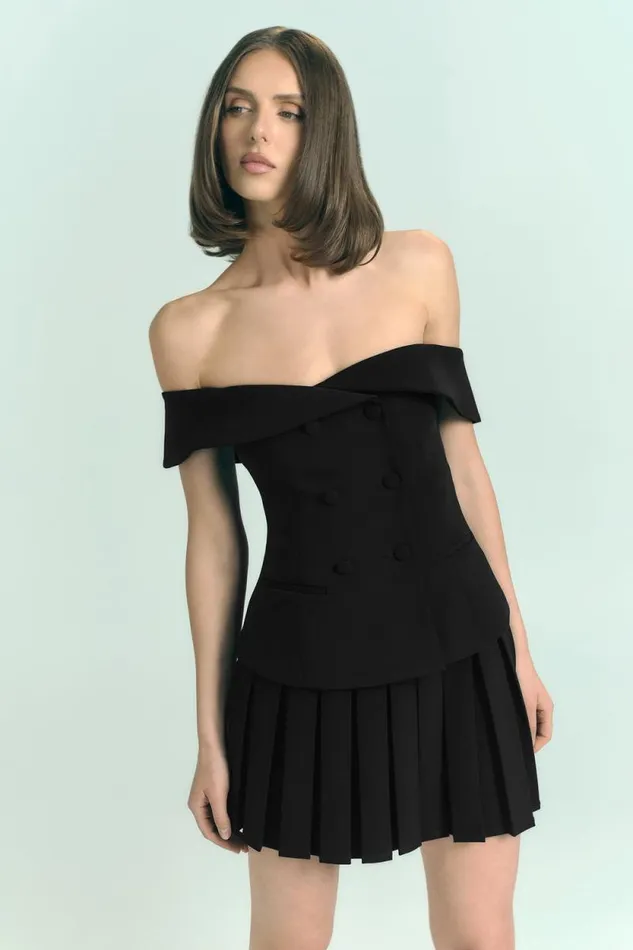 Women Meshki Tops Krista Strapless Suiting Top 8211 Black