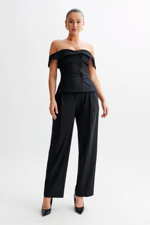 Women Meshki Tops Krista Strapless Suiting Top 8211 Black
