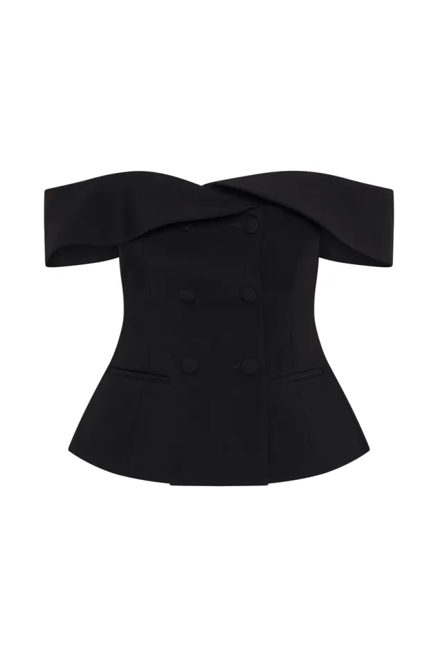 Women Meshki Tops Krista Strapless Suiting Top 8211 Black