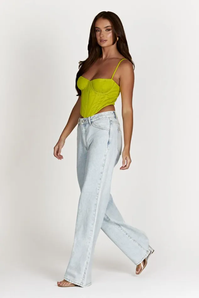 Women Meshki Tops Maggie Underwire Corset Top 8211 Chartreuse