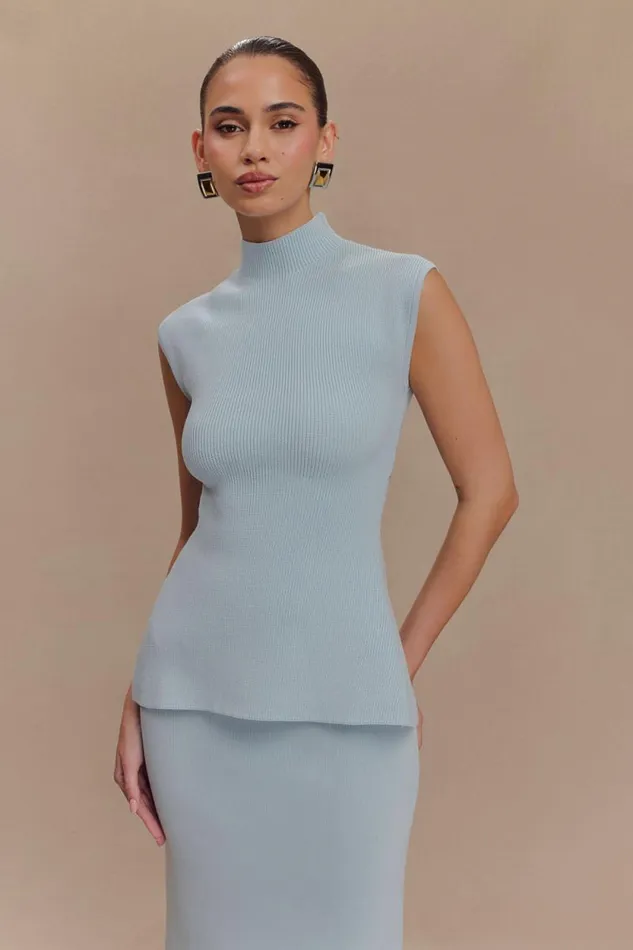 Women Meshki Tops Maxine Knit Open Back Top 8211 Light Blue