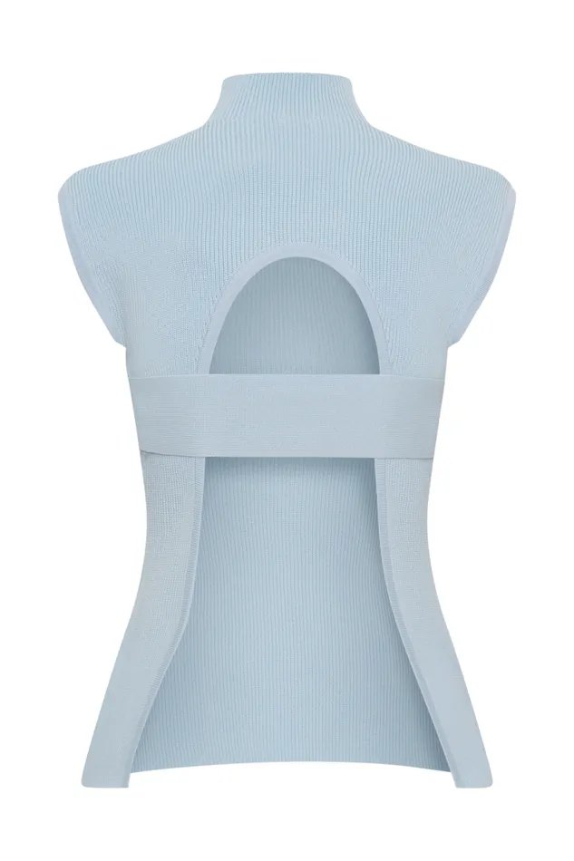 Women Meshki Tops Maxine Knit Open Back Top 8211 Light Blue