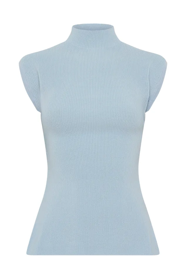 Women Meshki Tops Maxine Knit Open Back Top 8211 Light Blue
