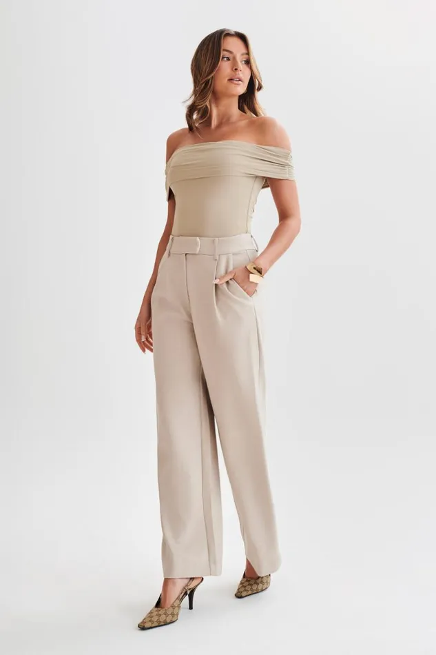 Women Meshki Tops Meena Recycled Nylon Off Shoulder Top 8211 Taupe