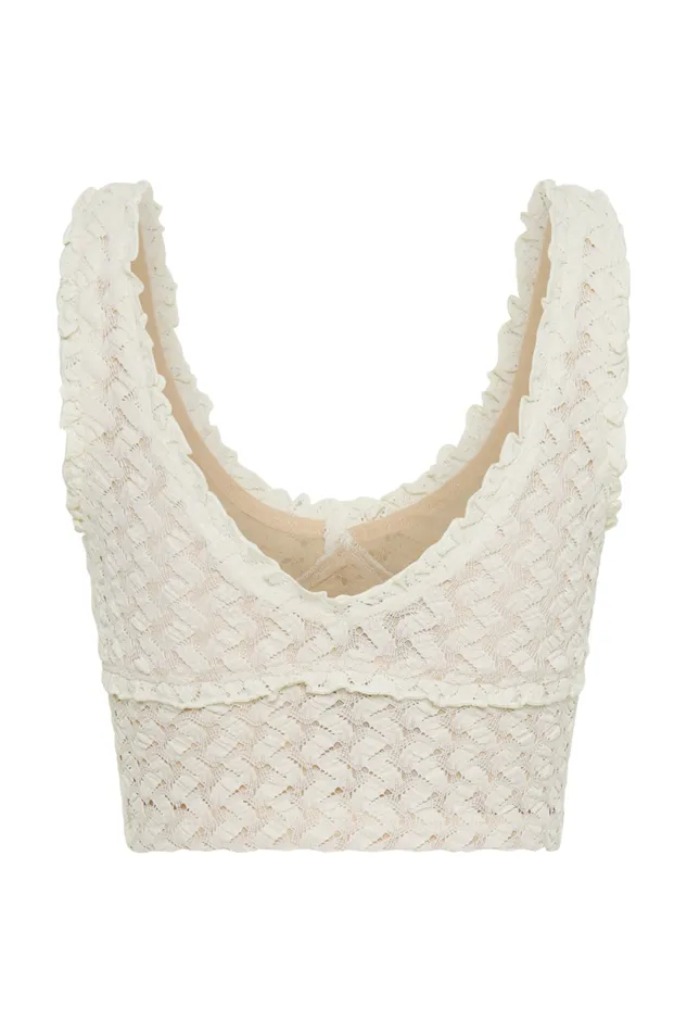 Women Meshki Tops Morgan Mesh And Lace Sleeveless Top 8211 Ivory