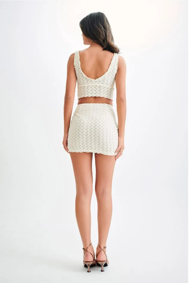 Women Meshki Tops Morgan Mesh And Lace Sleeveless Top 8211 Ivory