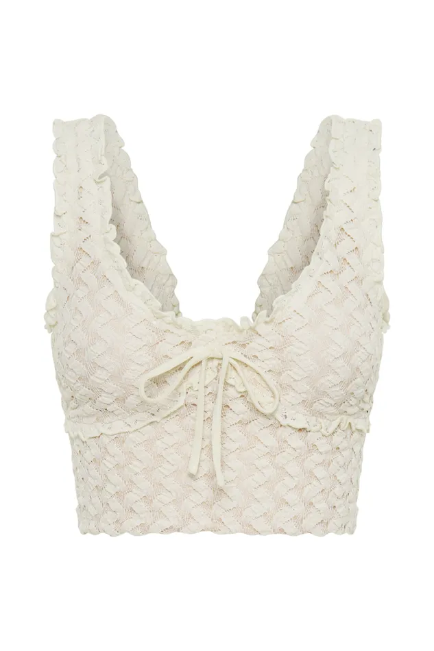 Women Meshki Tops Morgan Mesh And Lace Sleeveless Top 8211 Ivory