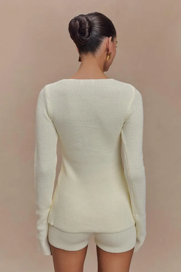Women Meshki Tops Noah Knit Tie Long Sleeve Top 8211 Ivory