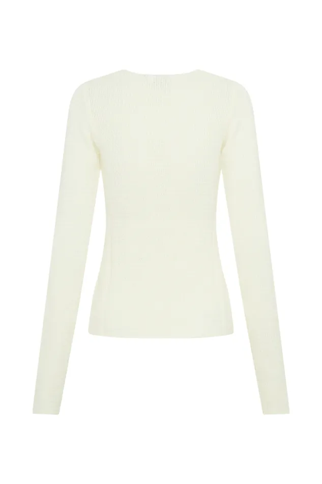 Women Meshki Tops Noah Knit Tie Long Sleeve Top 8211 Ivory