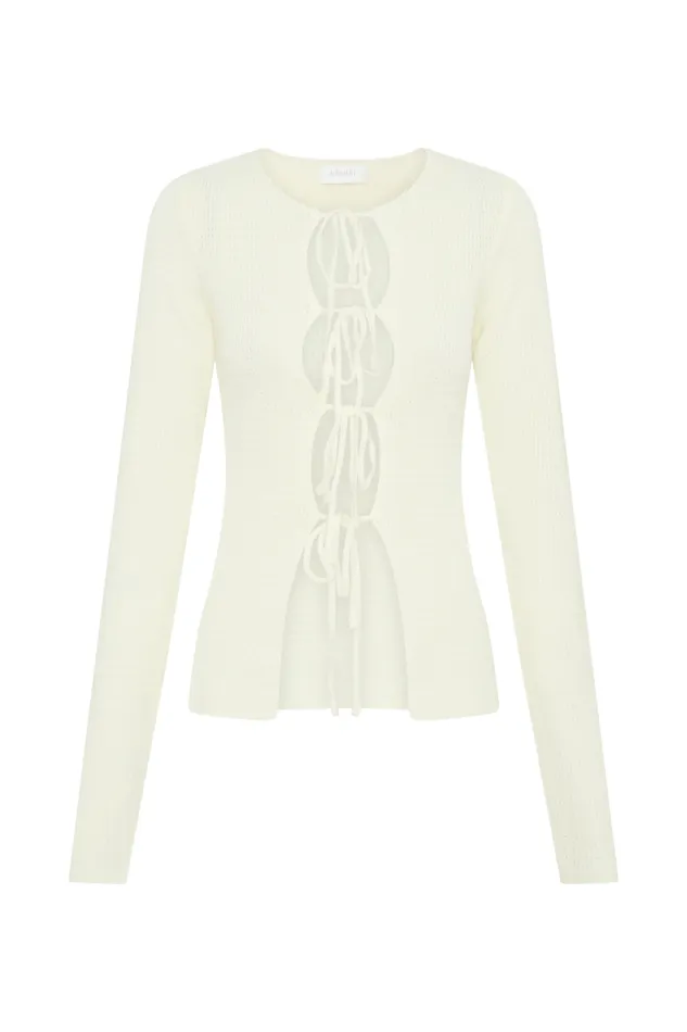 Women Meshki Tops Noah Knit Tie Long Sleeve Top 8211 Ivory