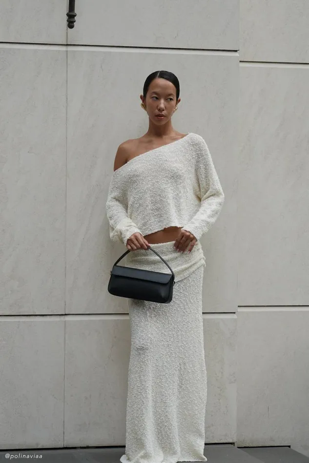 Women Meshki Tops Petra Long Sleeve Knit Crop Top 8211 Ivory