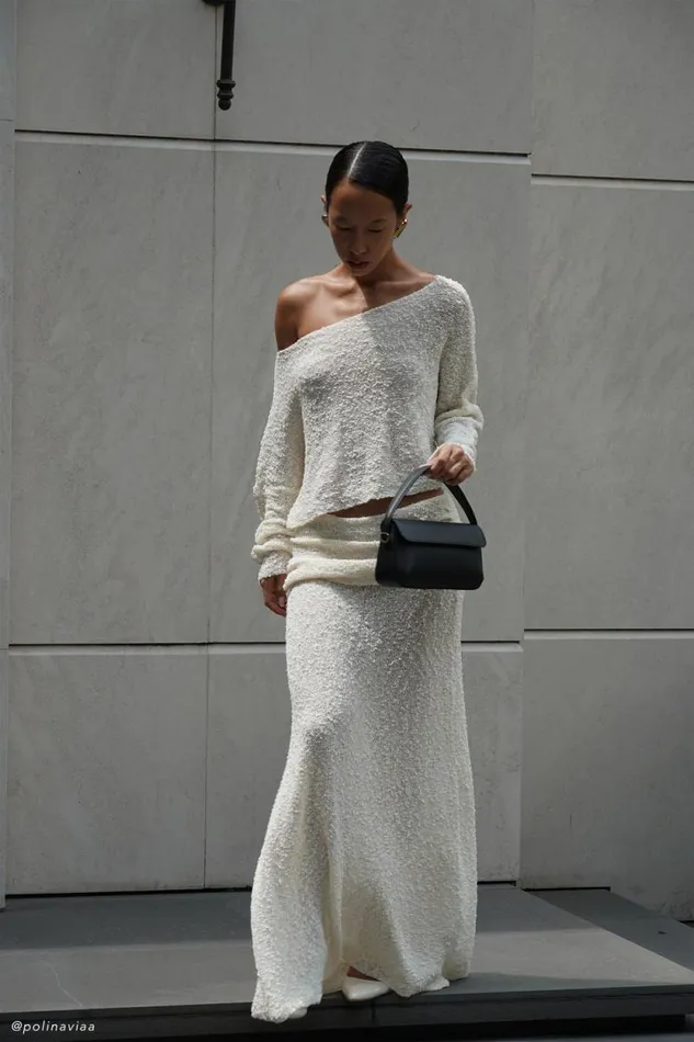 Women Meshki Tops Petra Long Sleeve Knit Crop Top 8211 Ivory
