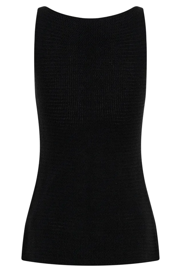 Women Meshki Tops Ridley Knit Tank Top With Split 8211 Black