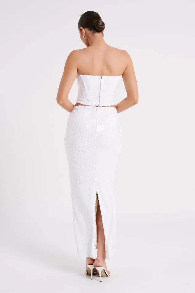 Women Meshki Tops Zariah Strapless Sequin V Corset 8211 White